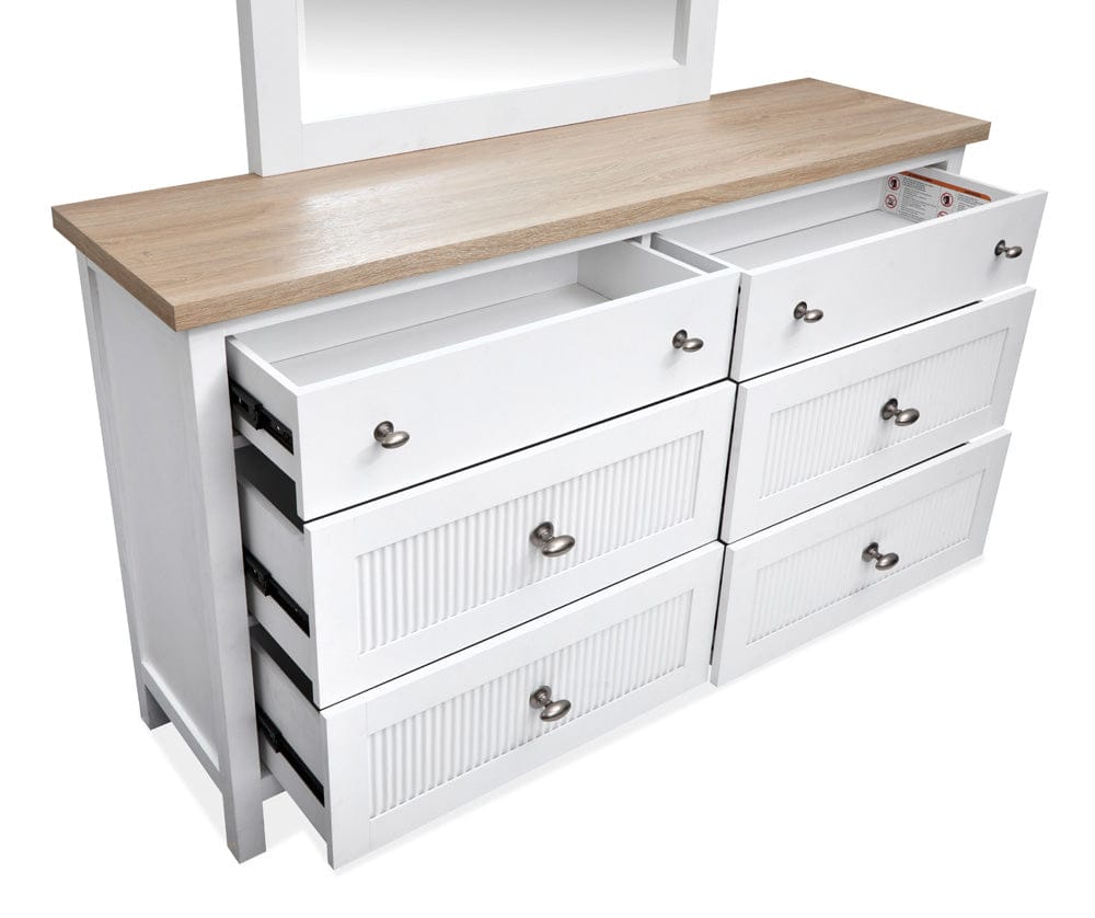 Salt Life Home - Windmill Harbour White Whisp And Sand Double Drawer Dresser With Portrait Mirror - B6313-2242 view 9