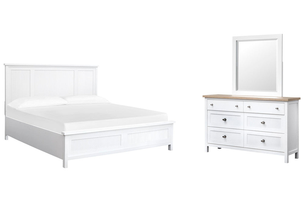Salt Life Home - Windmill Harbour White Whisp And Sand King Panel Bed And Drawer Dresser With Portrait Mirror - B6313-64-KIT3 view 1