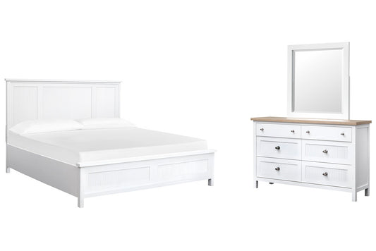 Salt Life Home - Windmill Harbour White Whisp And Sand King Panel Bed And Drawer Dresser With Portrait Mirror - B6313-64-KIT3 view 1