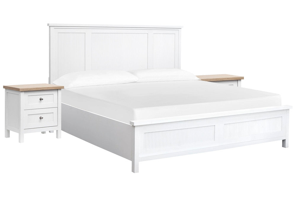 Salt Life Home - Windmill Harbour White Whisp And Sand King Panel Bed With 2 Nightstands - B6313-64-KIT2 view 1