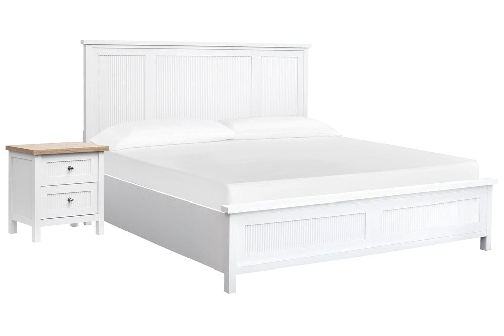 Salt Life Home - Windmill Harbour White Whisp And Sand King Panel Bed With Nightstand - B6313-64-KIT1 view 1