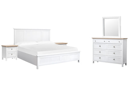 Salt Life Home - Windmill Harbour White Whisp And Sand Queen Panel Bed 2 Nightstands And Chesser With Portrait Mirror - B6313-54-KIT6 view 1
