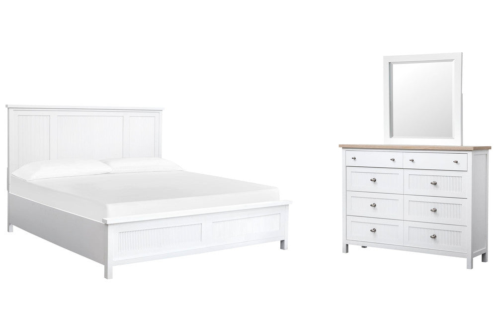 Salt Life Home - Windmill Harbour White Whisp And Sand Queen Panel Bed And Chesser With Portrait Mirror - B6313-54-KIT4 view 1