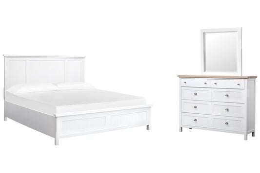 Salt Life Home - Windmill Harbour White Whisp And Sand Queen Panel Bed And Chesser With Portrait Mirror - B6313-54-KIT4 view 1