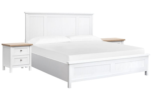 Salt Life Home - Windmill Harbour White Whisp And Sand Queen Panel Bed With 2 Nightstands - B6313-54-KIT2 view 1