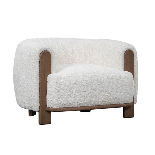 Salted Oak - Acadia Accent Chair White Upholstered Polyester Brown Wood Modern - STO4201-ATC veiw 1