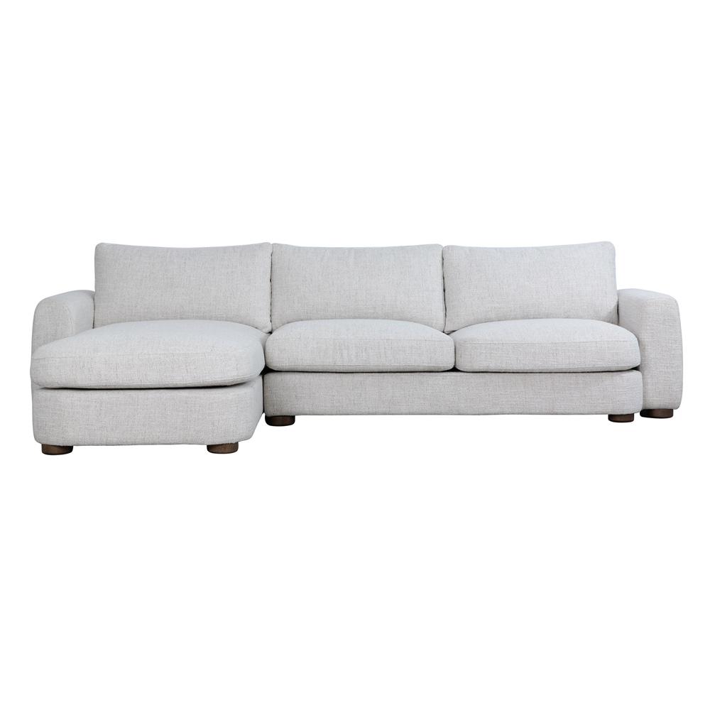 Salted Oak - Bryce 114 LAF Sectional Canvas Linen Beige Upholstery Brown Wood Modern - STO4501-CNL veiw 1