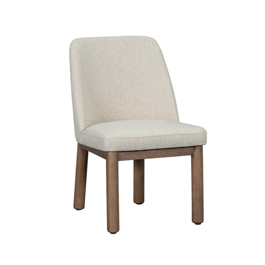 Salted Oak - Sequoia Dining Chair Beige Upholstered Polyester Brown Oak Modern Design (Set of 2) - STO1209-CDC veiw 1