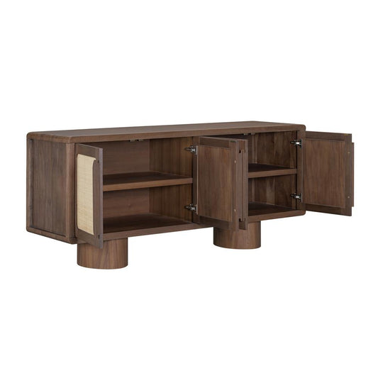 Salted Oak - Sequoia Mocha Oak Veneer with Rattan Panel Doors Modern 74in Sideboard - STO3709-MMC veiw 1
