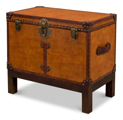 Sarreid Ltd - Abilene Leather Box W/Stand in Tan - 26734 view 1