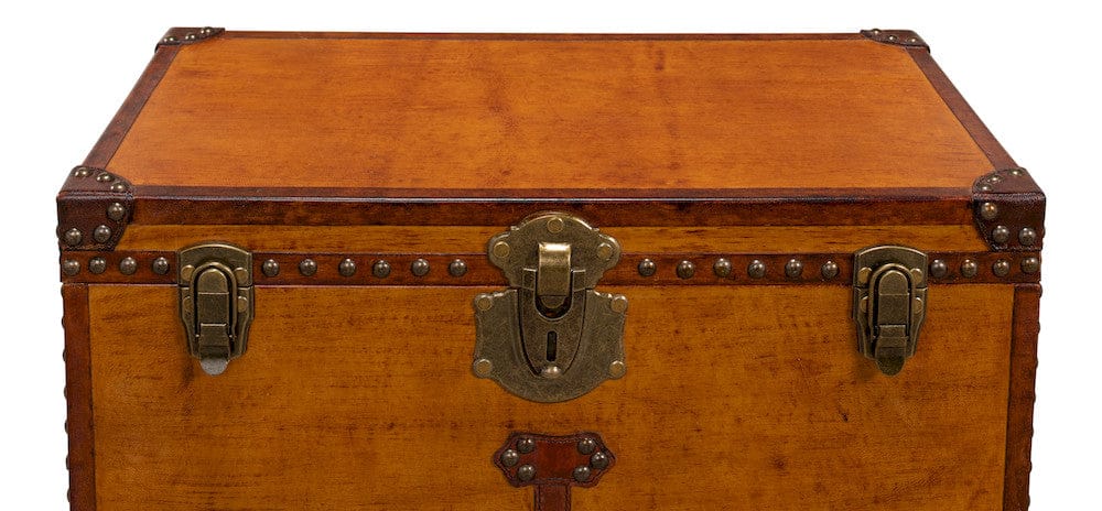 Sarreid Ltd - Abilene Leather Box W/Stand in Tan - 26734 view 4