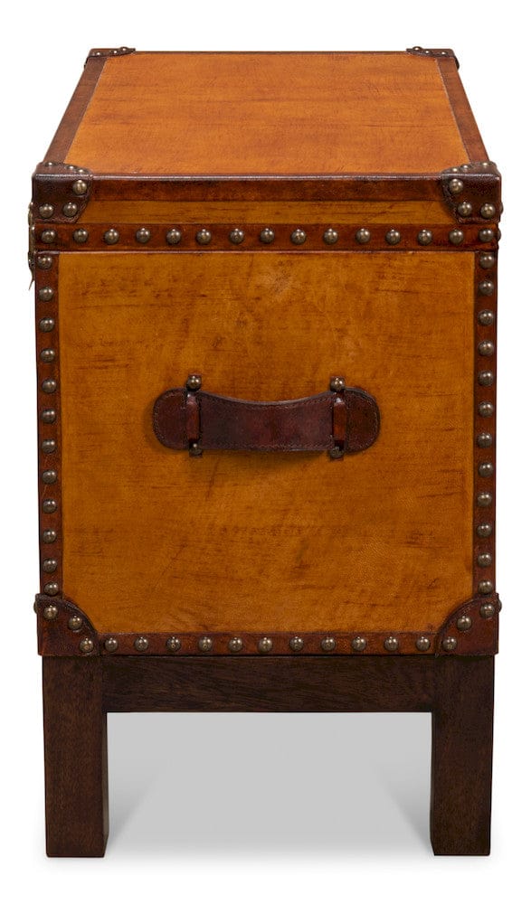 Sarreid Ltd - Abilene Leather Box W/Stand in Tan - 26734 view 9