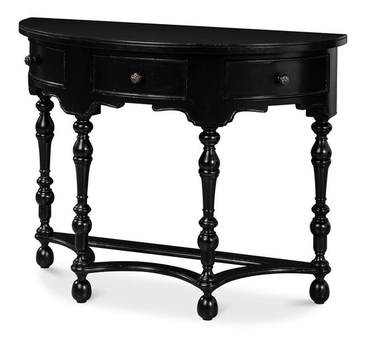 Sarreid Ltd - Abraham Half Round Console - Black - 53958 veiw 1