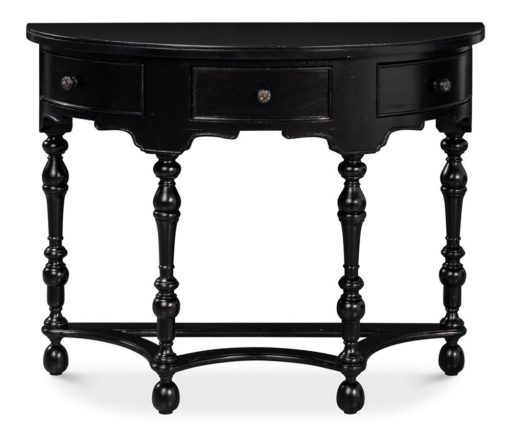 Sarreid Ltd - Abraham Half Round Console - Black - 53958 veiw 2