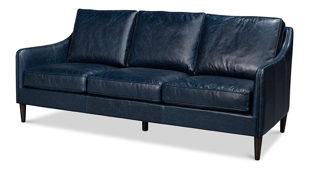 Sarreid Ltd - Alehandro Leather Sofa, Chateau Blue - 54057 veiw 1
