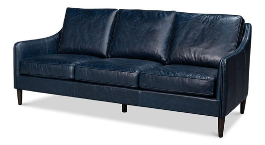 Sarreid Ltd - Alehandro Leather Sofa, Chateau Blue - 54057 veiw 1