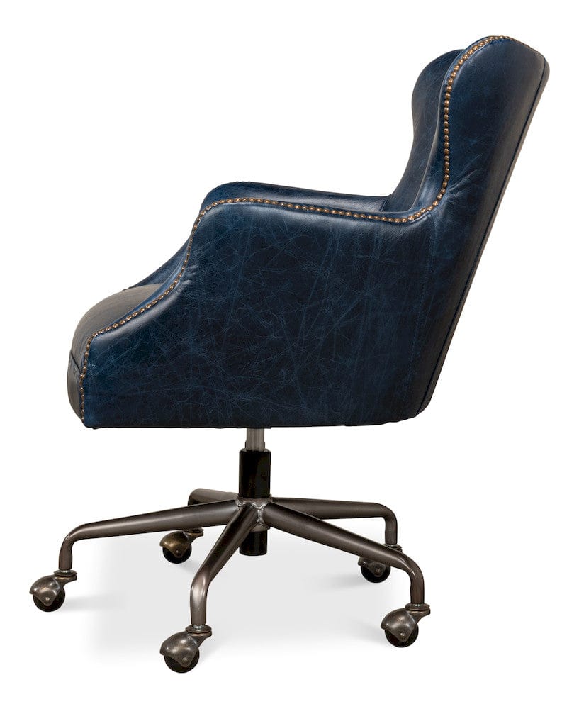 Sarreid Ltd - Andrew Jackson Desk Chair, Chateau Blue in Blue - 30613 view 3