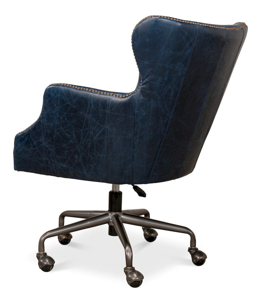 Sarreid Ltd - Andrew Jackson Desk Chair, Chateau Blue in Blue - 30613 view 5