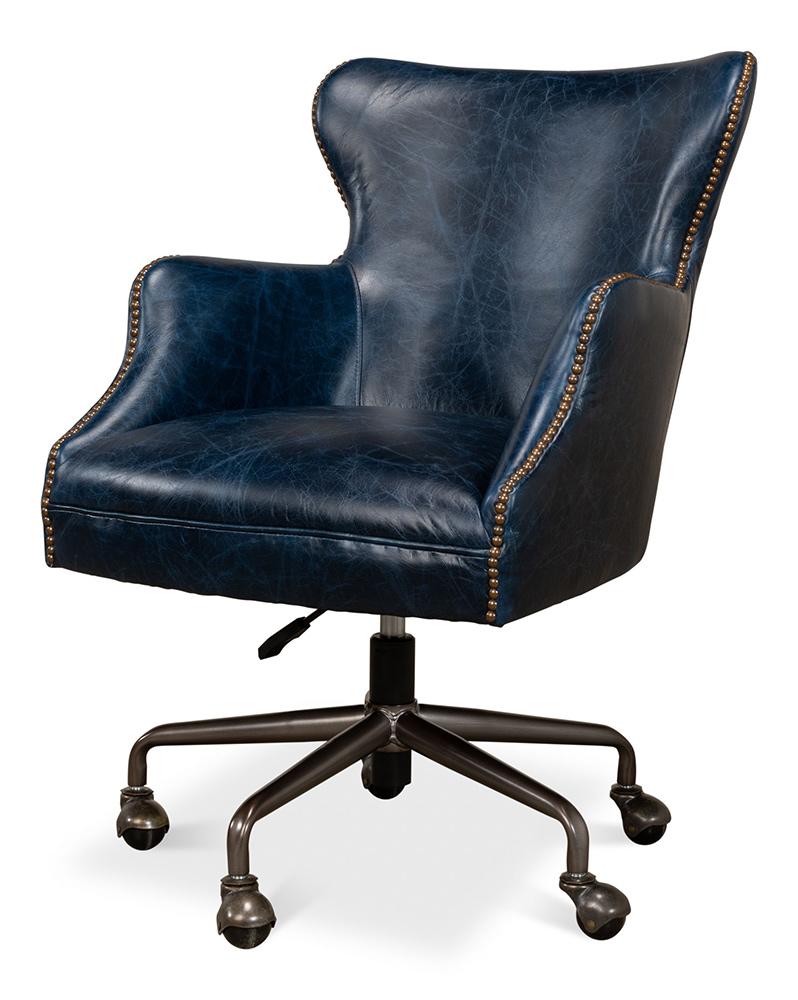 Sarreid Ltd - Andrew Jackson Desk Chair, Chateau Blue - 30613 veiw 1
