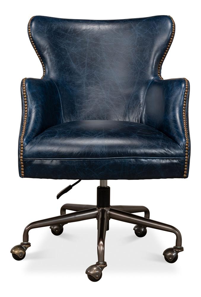 Sarreid Ltd - Andrew Jackson Desk Chair, Chateau Blue - 30613 veiw 2