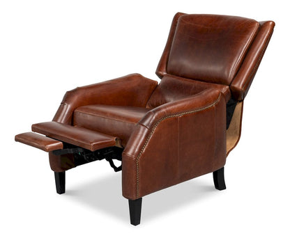 Sarreid Ltd - Ashford Leather Recliner in Brown - 54302 view 3