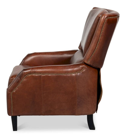 Sarreid Ltd - Ashford Leather Recliner in Brown - 54302 view 4