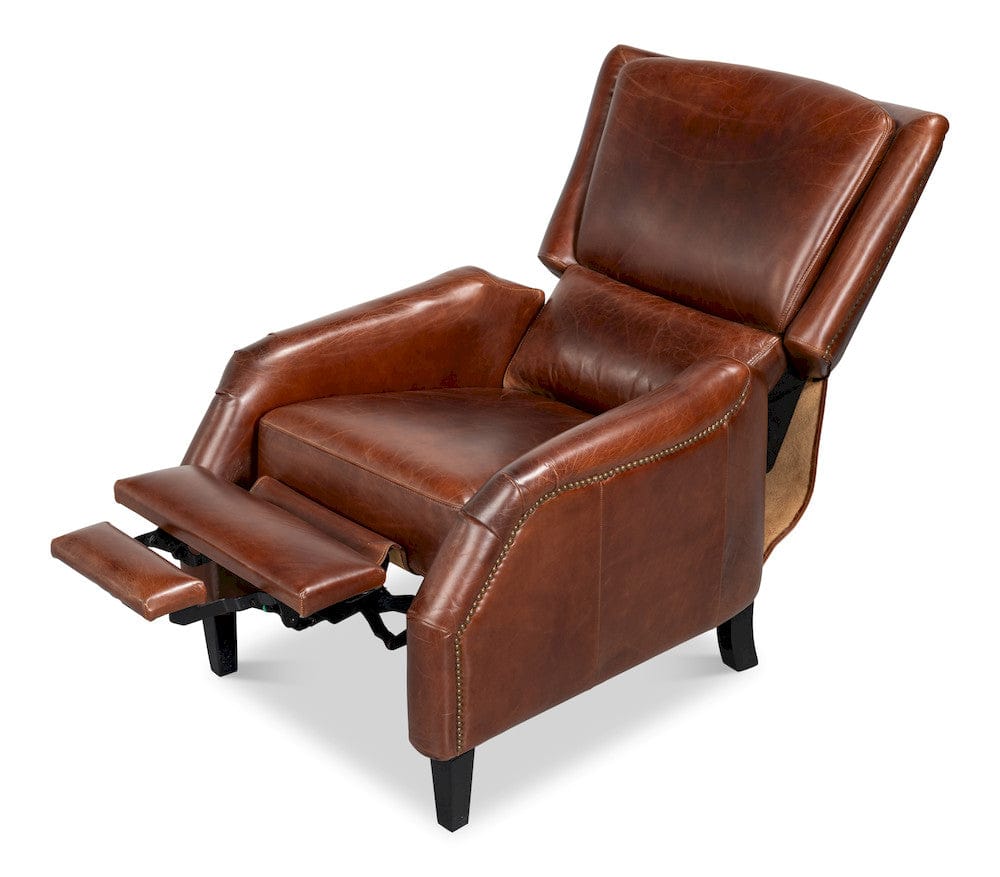 Sarreid Ltd - Ashford Leather Recliner in Brown - 54302 view 6