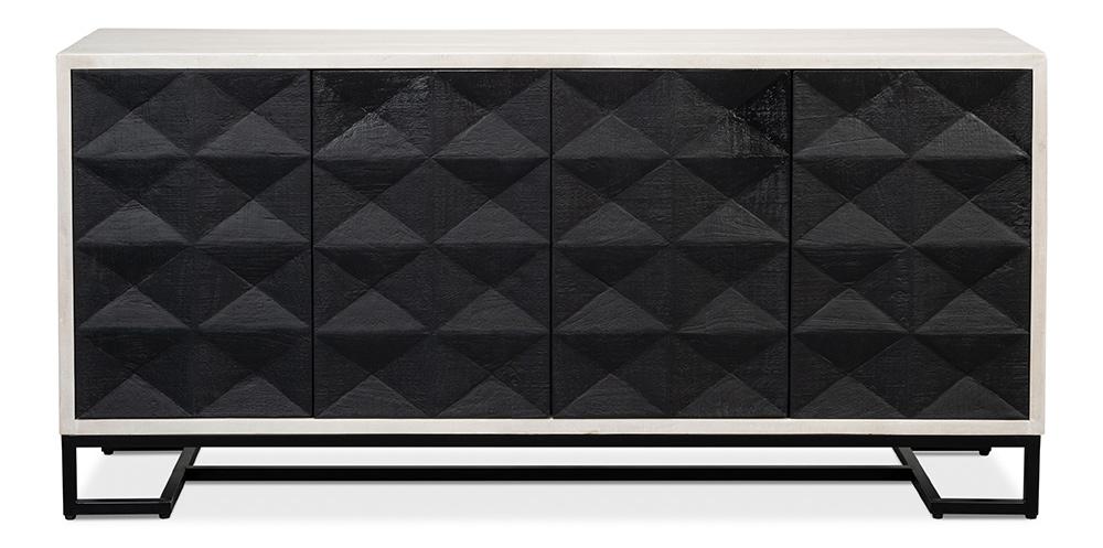 Sarreid Ltd - Asiger Four Door Sideboard - Black - 53828 veiw 2