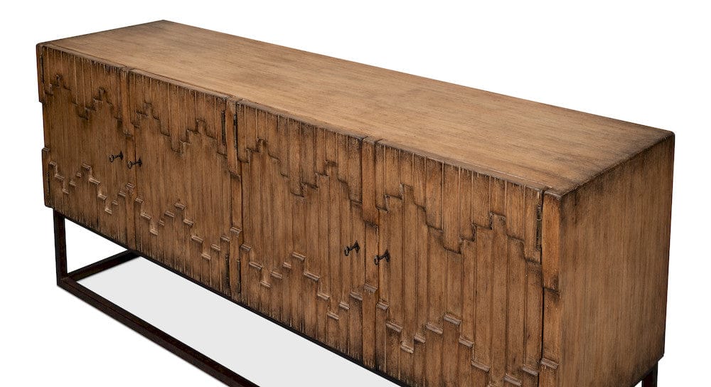 Sarreid Ltd - Aztec Sideboard On Stand, Brown in Brown - 40383-2 view 4