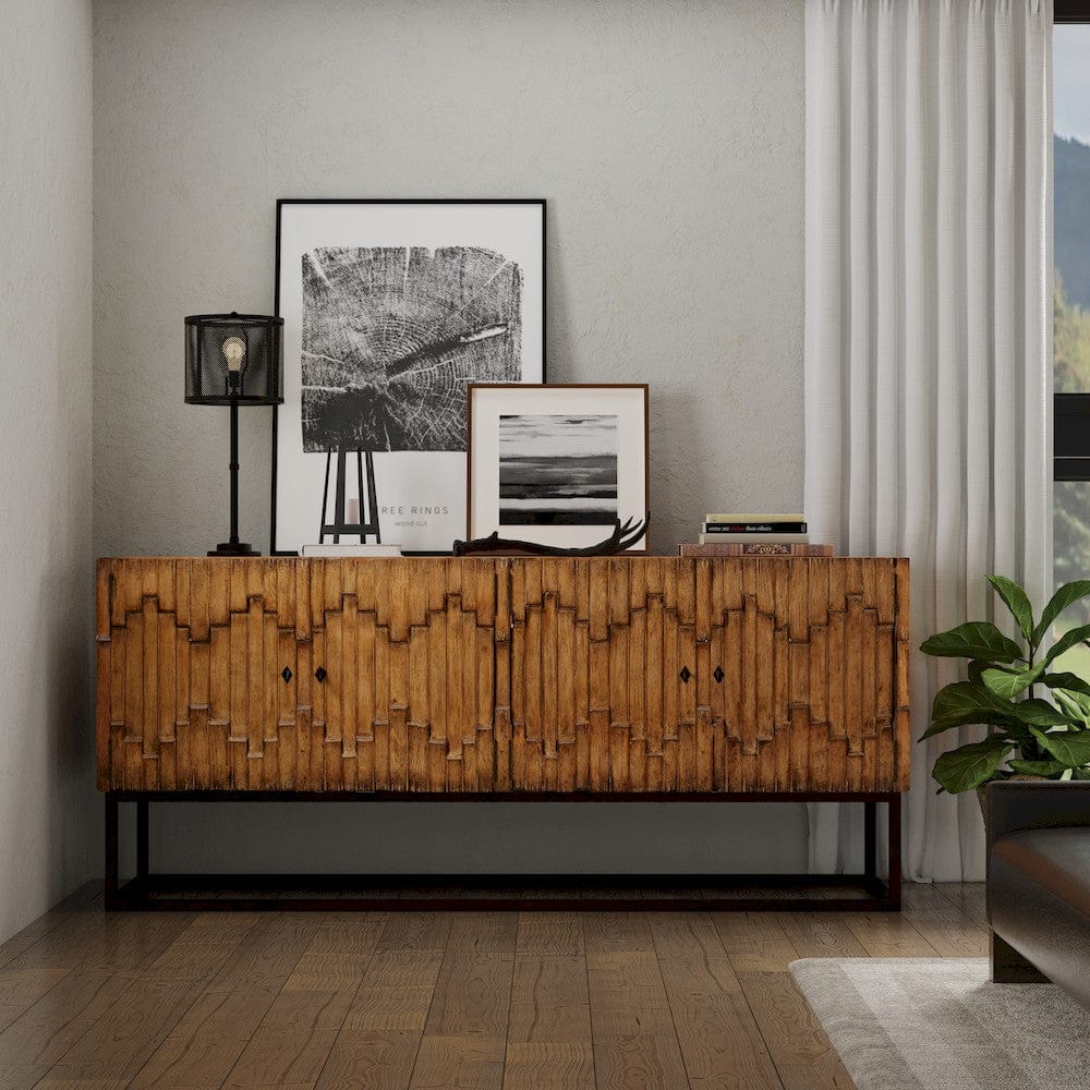 Sarreid Ltd - Aztec Sideboard On Stand, Brown in Brown - 40383-2 view 8