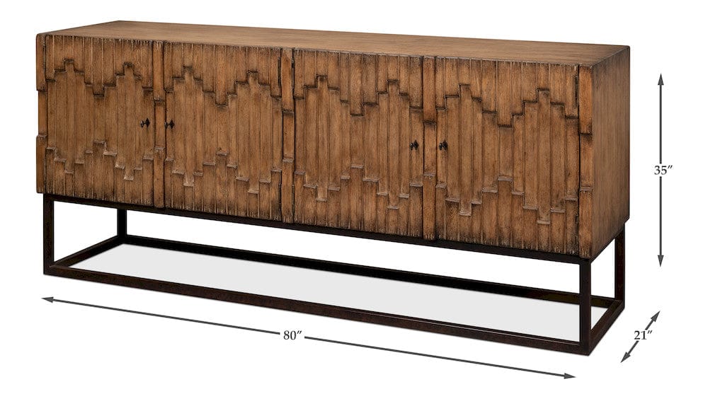 Sarreid Ltd - Aztec Sideboard On Stand, Brown in Brown - 40383-2 view 15