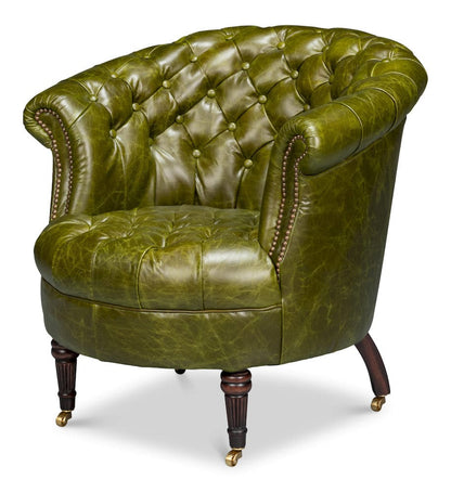 Sarreid Ltd - Bastian Armchair, Britain Green Leather in Green - 54241-BG view 1
