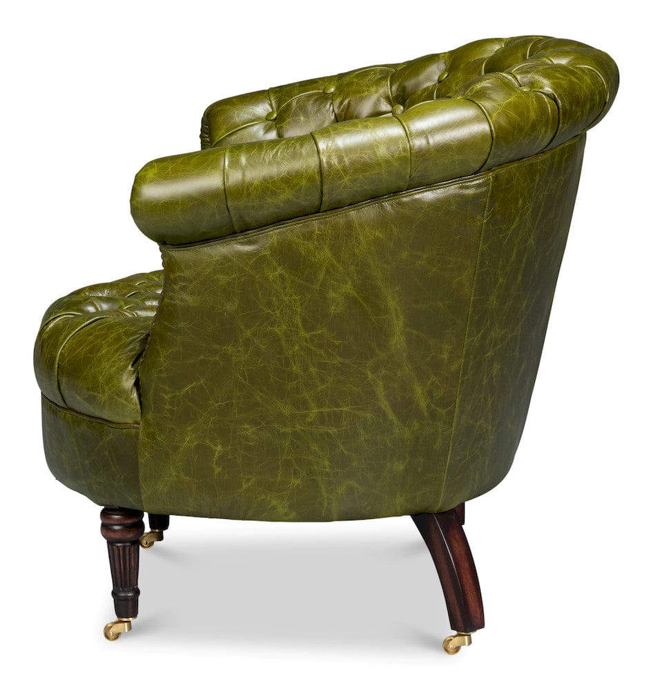 Sarreid Ltd - Bastian Armchair, Britain Green Leather in Green - 54241-BG view 3