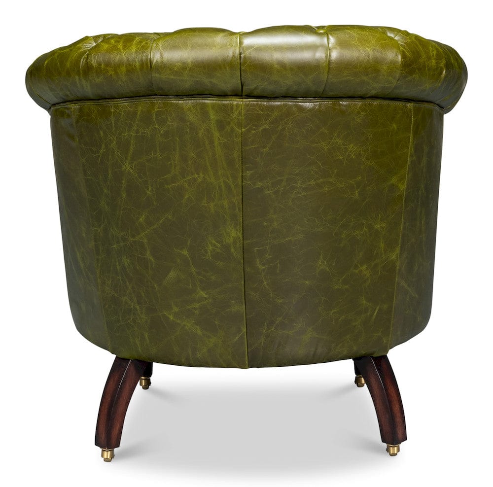 Sarreid Ltd - Bastian Armchair, Britain Green Leather in Green - 54241-BG view 4