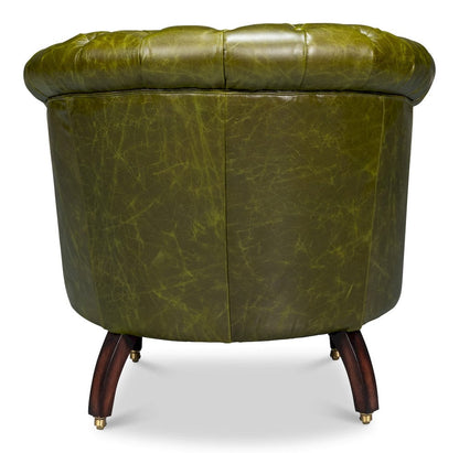 Sarreid Ltd - Bastian Armchair, Britain Green Leather in Green - 54241-BG view 4