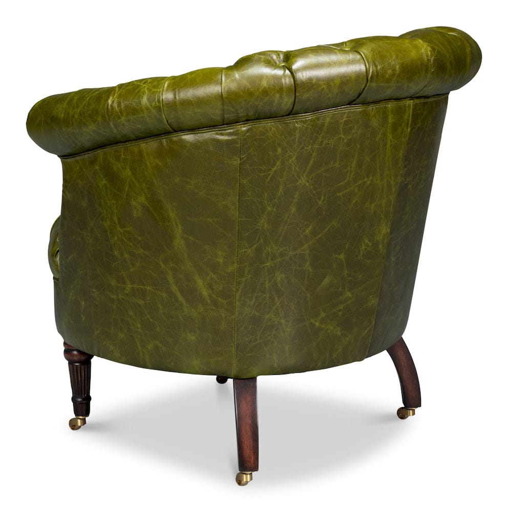 Sarreid Ltd - Bastian Armchair, Britain Green Leather in Green - 54241-BG view 5