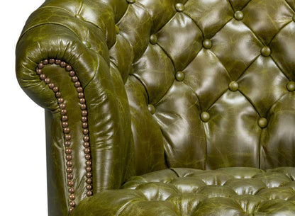 Sarreid Ltd - Bastian Armchair, Britain Green Leather in Green - 54241-BG view 6
