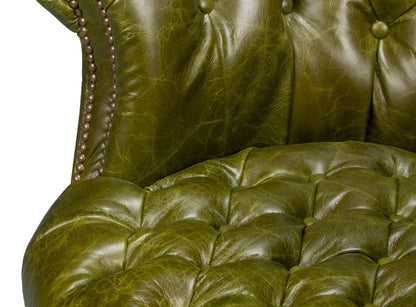 Sarreid Ltd - Bastian Armchair, Britain Green Leather in Green - 54241-BG view 8