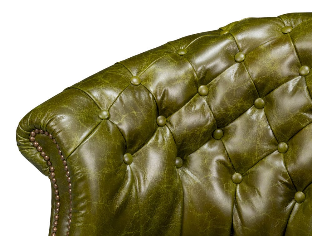 Sarreid Ltd - Bastian Armchair, Britain Green Leather in Green - 54241-BG view 9