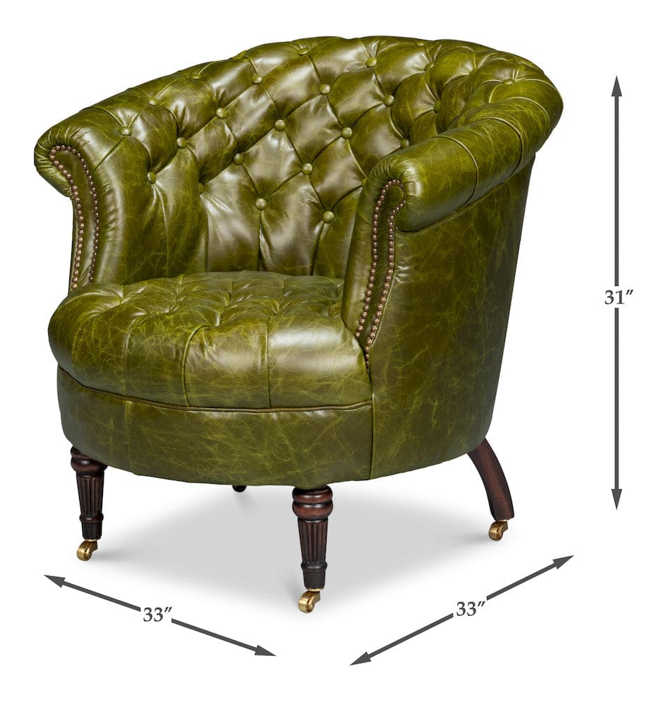Sarreid Ltd - Bastian Armchair, Britain Green Leather in Green - 54241-BG view 13