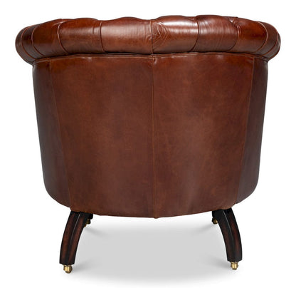 Sarreid Ltd - Bastian Armchair, Newark Brown Leather in Brown - 54241-NB view 4