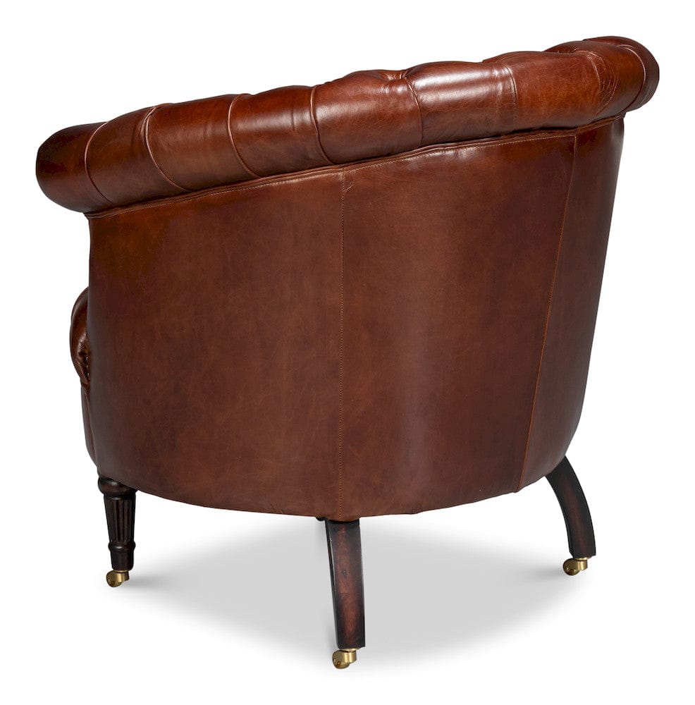 Sarreid Ltd - Bastian Armchair, Newark Brown Leather in Brown - 54241-NB view 5