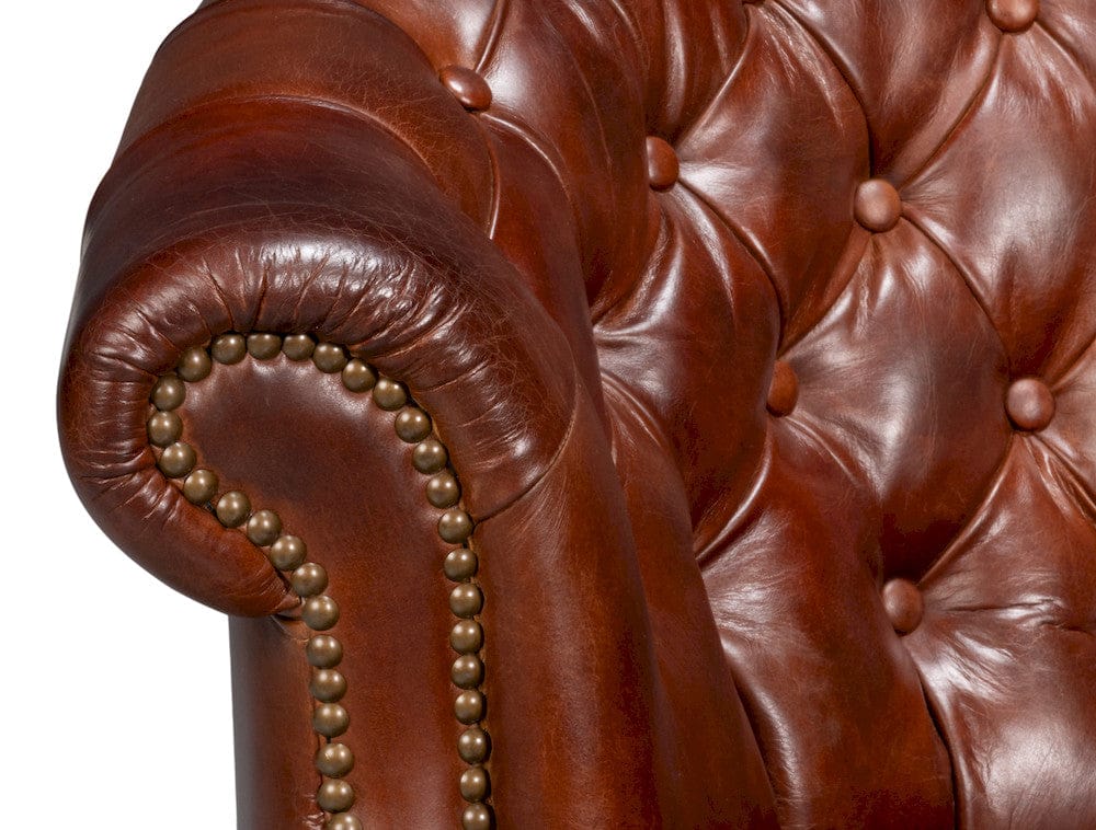 Sarreid Ltd - Bastian Armchair, Newark Brown Leather in Brown - 54241-NB view 6