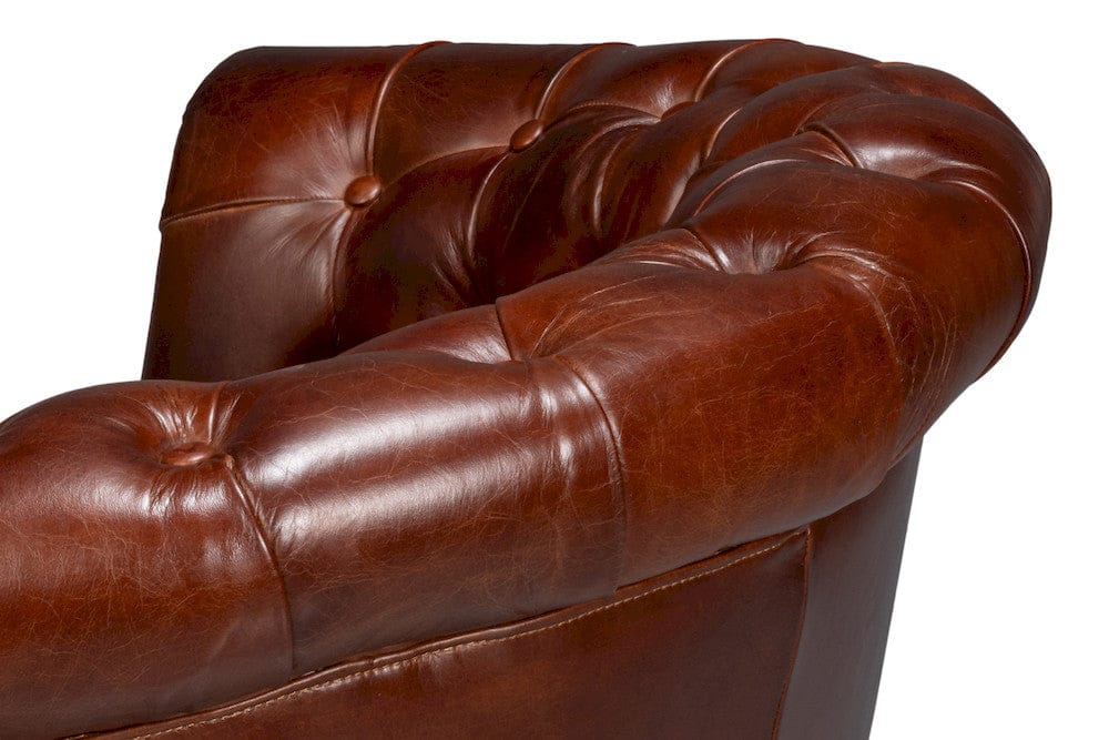 Sarreid Ltd - Bastian Armchair, Newark Brown Leather in Brown - 54241-NB view 7