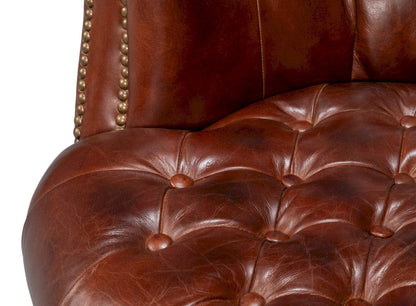 Sarreid Ltd - Bastian Armchair, Newark Brown Leather in Brown - 54241-NB view 8
