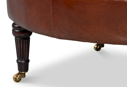 Sarreid Ltd - Bastian Armchair, Newark Brown Leather in Brown - 54241-NB view 10