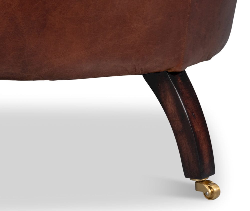 Sarreid Ltd - Bastian Armchair, Newark Brown Leather in Brown - 54241-NB view 11