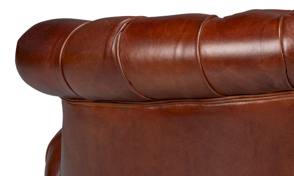 Sarreid Ltd - Bastian Armchair, Newark Brown Leather in Brown - 54241-NB view 12