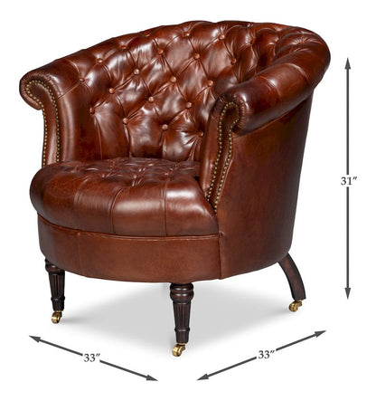 Sarreid Ltd - Bastian Armchair, Newark Brown Leather in Brown - 54241-NB view 13