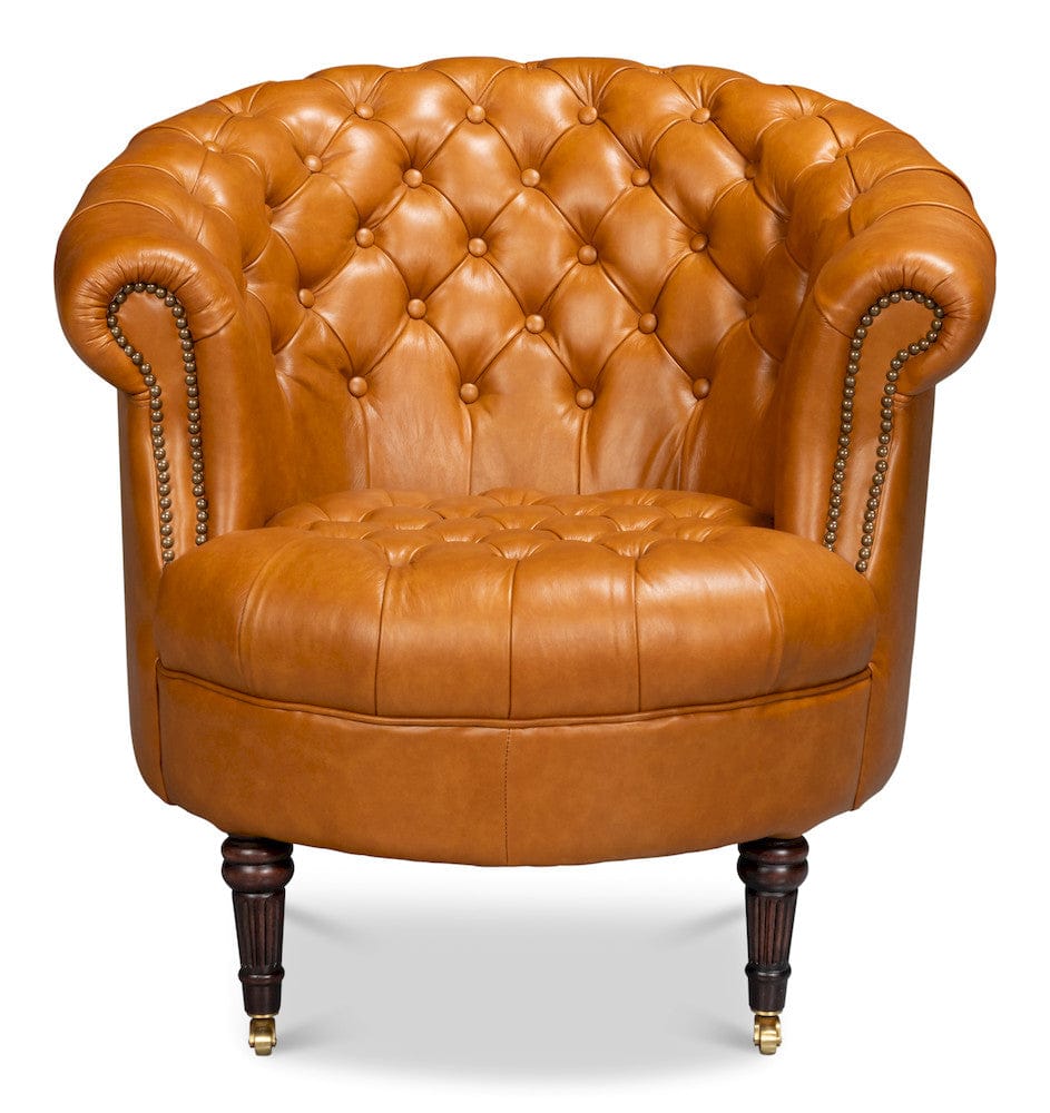 Sarreid Ltd - Bastian Armchair, Tan Brown Leather in Brown - 54241-TB view 2